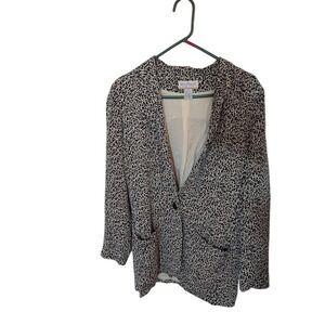 Vintage Jason Prescott Rayon Blazer Jacket Size‎ 10 Black White Abstract Print